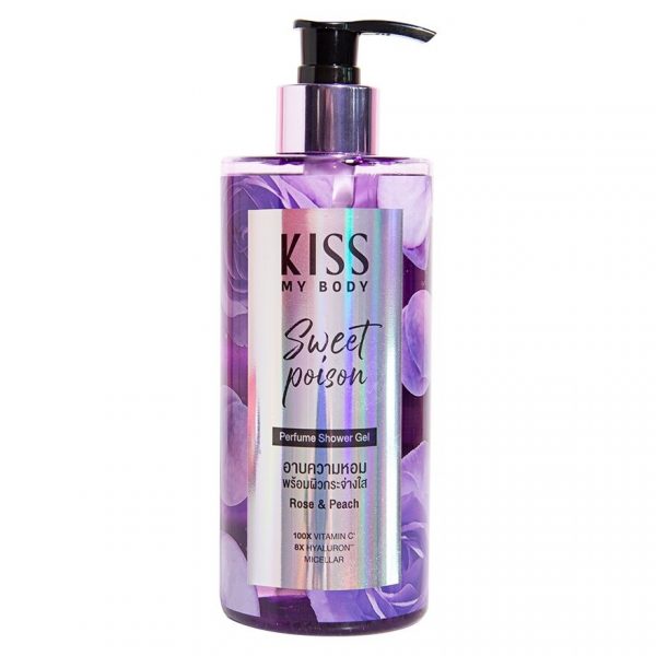Парфюмированный гель для душа Kiss My Body Sweet Poison 380 мл. เจลอาบน้ำ - Kiss My Body Perfume Shower Gel Sweet Poison 380 Ml. เจลอาบน้ำ ผิวหอม กระจ่างใส