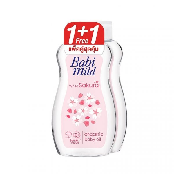 Babi Mild Baby Oil Белая Сакура Органическое 200 мл. Двойной пакет - Babi Mild Baby Oil White Sakura Organic 200 Ml. Twin Pack ออยล์บำรุงผิว