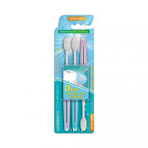 Watsons Слим Софт Уход За Зубами Зубная Щётка (супермягкая) — 3 шт. - Watsons Slim Soft Gum Care Toothbrush (Ultra Soft) 3 Pcs.