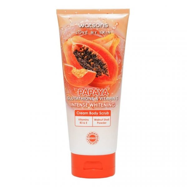 Интенсивный отбеливающий крем-скраб для тела Watsons Papaya Glutathione Vitamin C 200 г. - Watsons Papaya Glutathione Vitamin C Intense Whitening Cream Body Scrub 200g.
