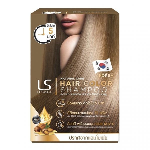 Lesasha Natural Care Шампунь-краска для волос Золотисто-коричневый 30 мл.X6'S แชมพูเปลี่ยนสีผม - Lesasha Natural Care Hair Color Shampoo Golden Brown 30 Ml.X6'S แชมพูเปลี่ยนสีผม