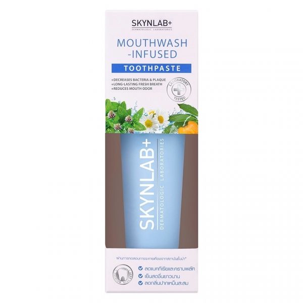 Зубная паста Skynlab с ополаскивателем для рта, 120 г. - Skynlab Toothpaste Mouthwash-Infused 120 G. ยาสีฟัน น้ำยาบ้วนปาก