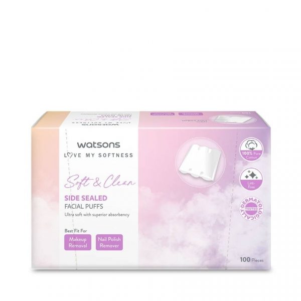 Упаковочные салфетки для лица Watsons с боковыми запаянными отверстиями, 100 шт. - Watsons Side Sealed Facial Puffs  100 pcs.