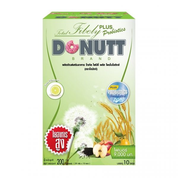 Пробиотики Donutt Total Fibely Plus, 10 пакетиков (со вкусом лайма) - Donutt Total Fibely Plus Probiotics 10 Sachets (Lime Flavor)