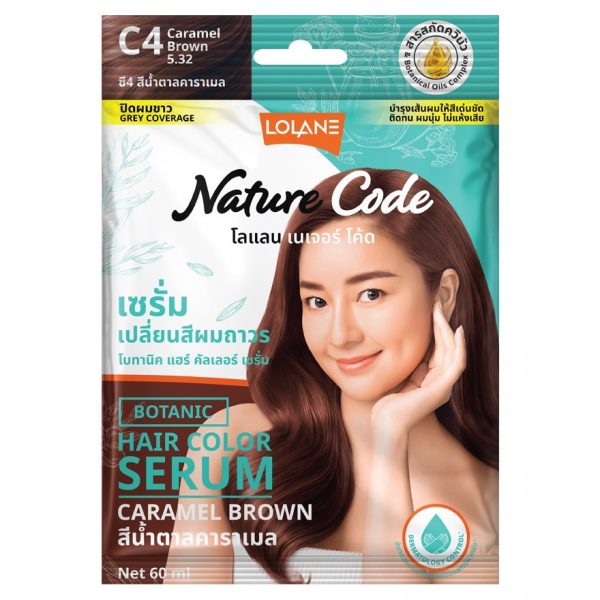 Lolane Nature Code Botanic Сыворотка для окрашивания волос C4 Карамельно-коричневый 60 мл. - Lolane Nature Code Botanic Hair Color Serum C4 Caramel Brown 60 Ml.