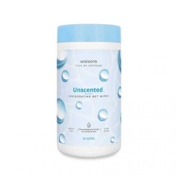 Влажные салфетки Watsons Invigorating Unscented, 50 листов, в банке. - Watsons Unscented Invigorating Wet Wipes 50 sheets Canister.