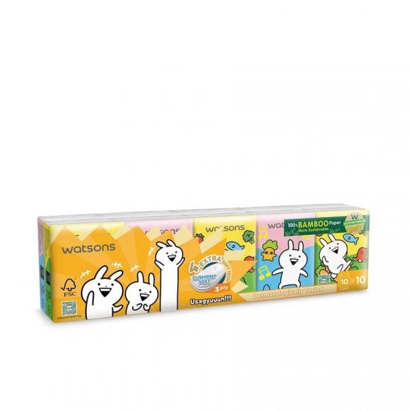 Мини-платочки Watsons Velvety Soft (Usagyuuun) 3 слоя, 10 шт. - Watsons Velvety Soft Mini Hankies (Usagyuuun) 3ply 10pcs.