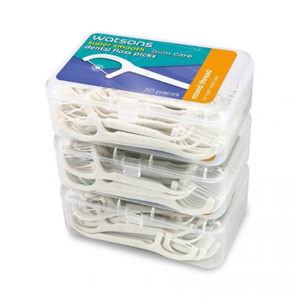 Зубная нить Watsons Super Smooth Round Thread, 50 шт. x 3 коробки. - Watsons Super Smooth Round Thread Dental Floss Picks 50s x 3 Boxes.