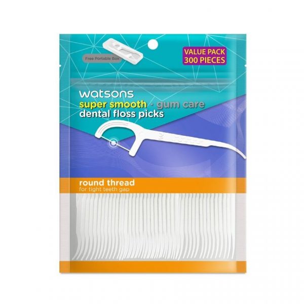 Зубная нить Watsons Super Smooth Round Thread, 300 шт., с переносной коробкой. - Watsons Super Smooth Round Thread Dental Floss Picks 300s with portable box.