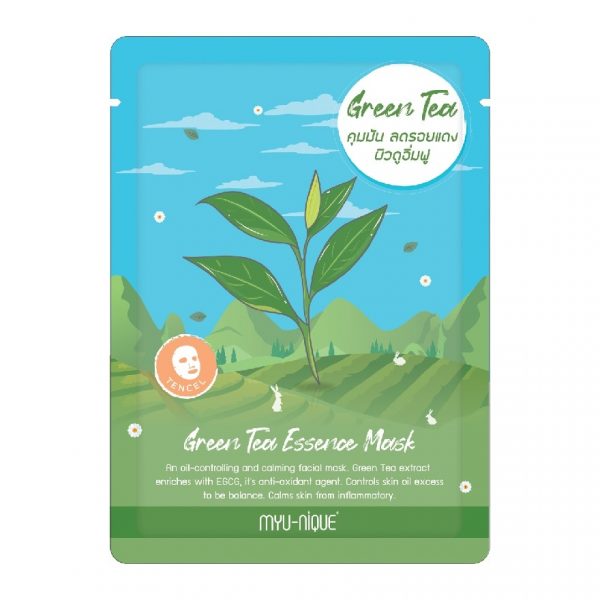 Myu-Nique Green Tea Essence Mask 1'S มาสก์หน้า คุมมัน ลดรอยแดง ผิวดูอิ่มฟู - Myu-Nique Green Tea Essence Mask 1'S มาสก์หน้า คุมมัน ลดรอยแดง ผิวดูอิ่มฟู