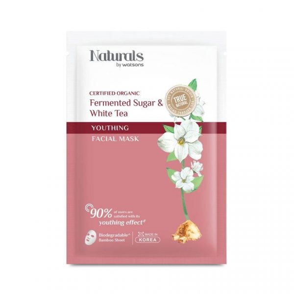 Маска для лица Naturals by Watsons True Natural с ферментированным сахаром и белым чаем, омолаживающая, 1 шт. - Naturals by Watsons True Natural Fermented Sugar  White Tea Youthing Facial Mask 1she