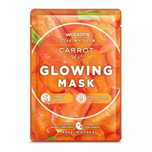 Маска для сияния моркови Watsons, 1 лист. - Watsons Carrot Glowing Mask  1sheet.