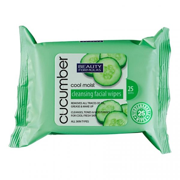 Очищающие салфетки для лица Beauty Formulas Cool Moist Cucumber Cool Moist Cucumber, 25 шт. - Beauty Formulas Cool Moist Cucumber Cleansing Facial Wieps 25s