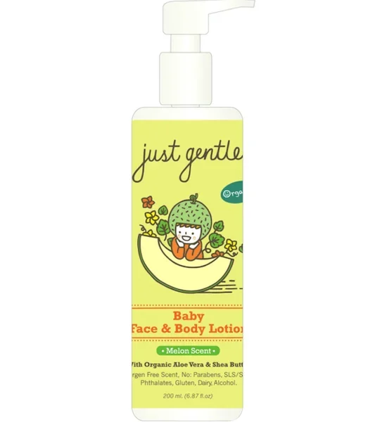 JUST GENTLE Baby Face & Body Lotion Melon Scent Size 200 ml.. 100% оригинал