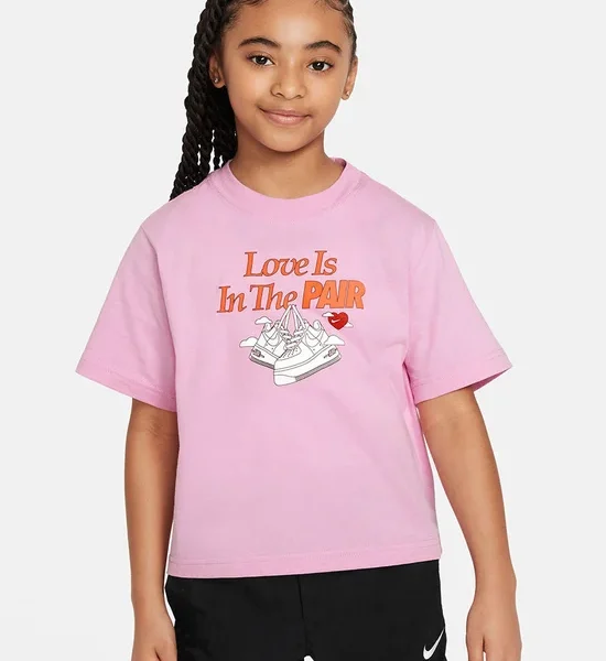 NIKE KIDS Girl T-Shirt Sportswear Boxy Love Pair Pirise. 100% оригинал
