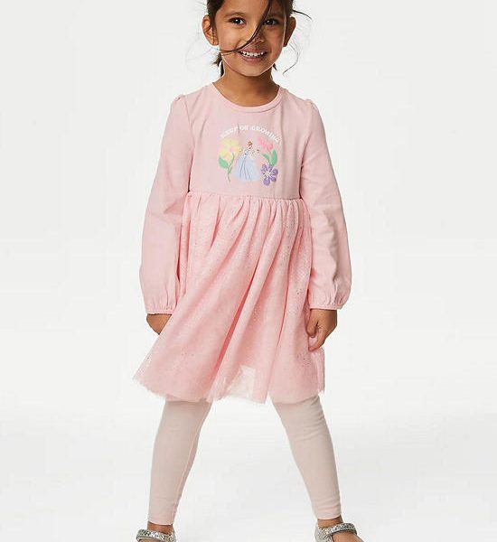 MARKS & SPENCER KIDS Girl Toddler Dress Disney Princess Keep on Growing Tulle Pink Mix. 100% оригинал