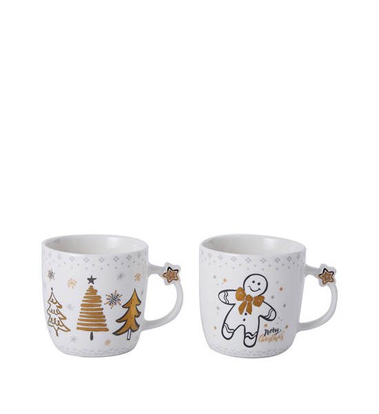CENTRAL HOME Mugs Set Xmas Tree Gold 360 mL 2 pcs White. 100% оригинал