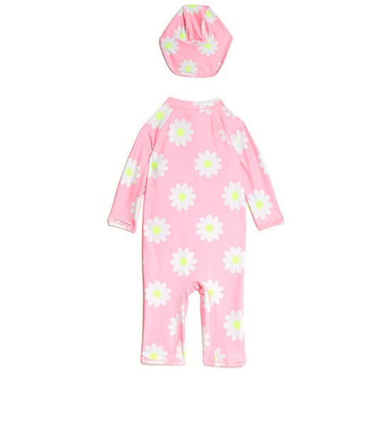 MARKS & SPENCER KIDS Girl Toddler swimsuit with Sun Hat All In One Daisy Print Pink Mix. 100% оригинал