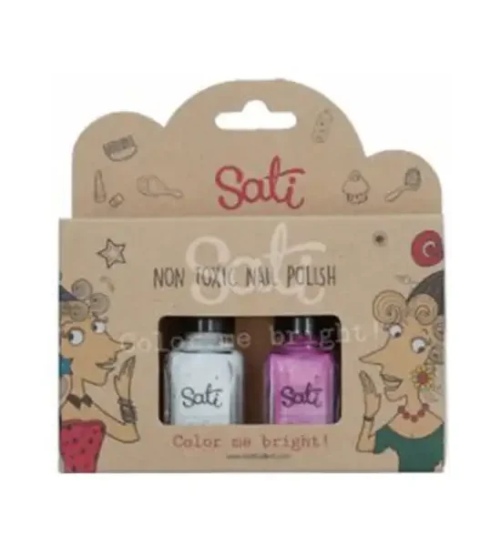 SATI Nail Polish Pastel set 2 pcs. White & Pink. 100% оригинал