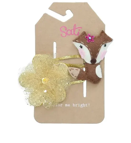 SATI A Fox With Flower Hair Clip Set 2 pcs. Multi-Color. 100% оригинал
