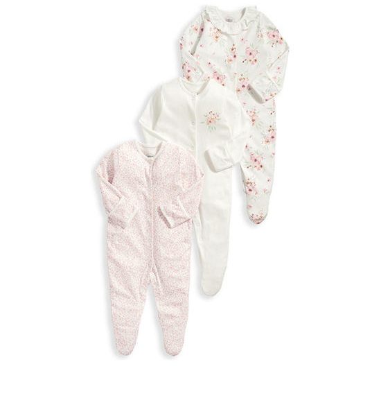 MAMAS & PAPAS Girl Infant Sleepsuits Set Watercolour Flowers 3 pcs Pink. 100% оригинал