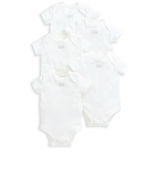 MAMAS & PAPAS Infant Bodysuits Set Organic Shortsleeved 5 pcs White. 100% оригинал