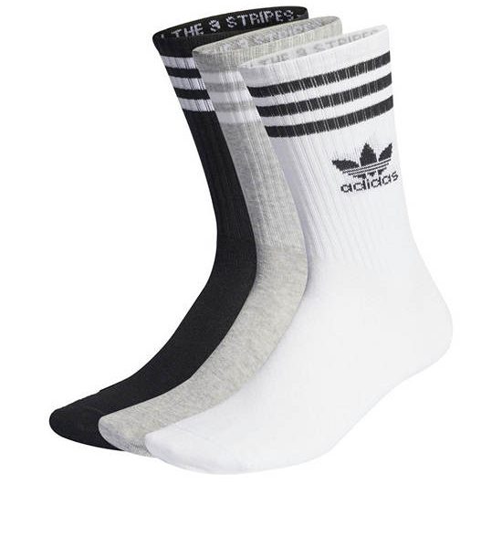 ADIDAS Unisex Socks Mid Cut Crew 3 Pairs White / Medium Grey Heather / Black. 100% оригинал