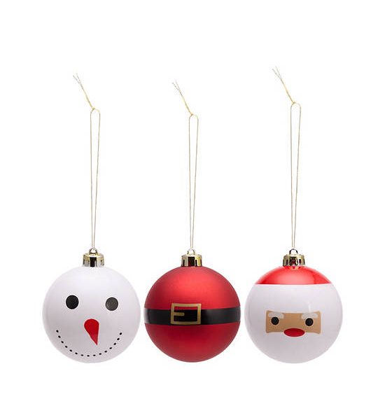 CENTRAL HOME Tinsel Ball Christmas Tree Ornament Set Santa Snowman Size 8 cm 8 pcs Multi-Color. 100% оригинал