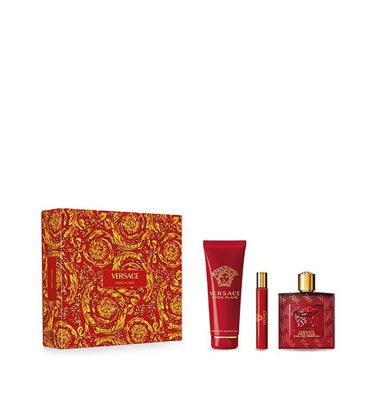 VERSACE Men Fragrance Eros Flame Gift Set EDP 100 mL + Bath & Shower Gel 150 mL + Travel Spray EDP 10 mL. 100% оригинал