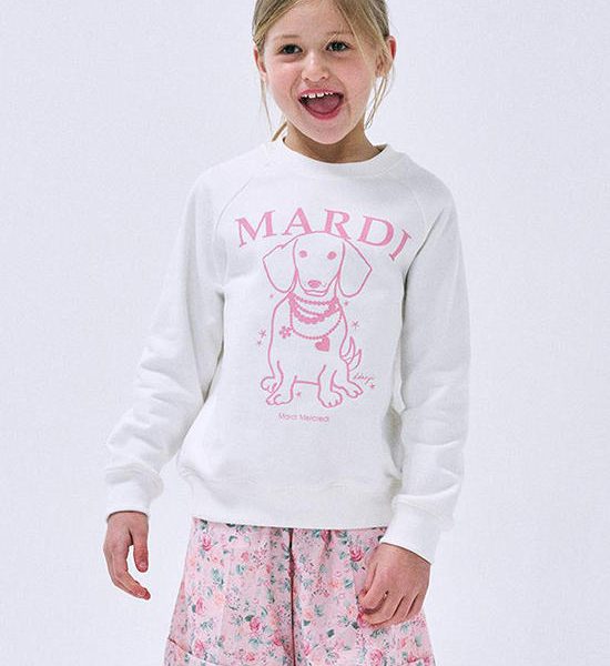 MARDI MERCREDI LES PETITS Sweatshirt Pearl Necklace Swing the Tail Ddanji White Pink. 100% оригинал