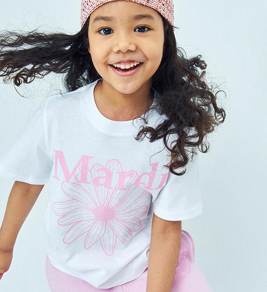 MARDI MERCREDI LES PETITS Tshirt Flowermardi White Pink. 100% оригинал