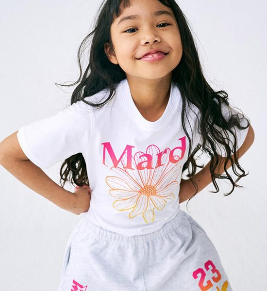 MARDI MERCREDI LES PETITS Tshirt Flowermardi Gradation White Pink. 100% оригинал