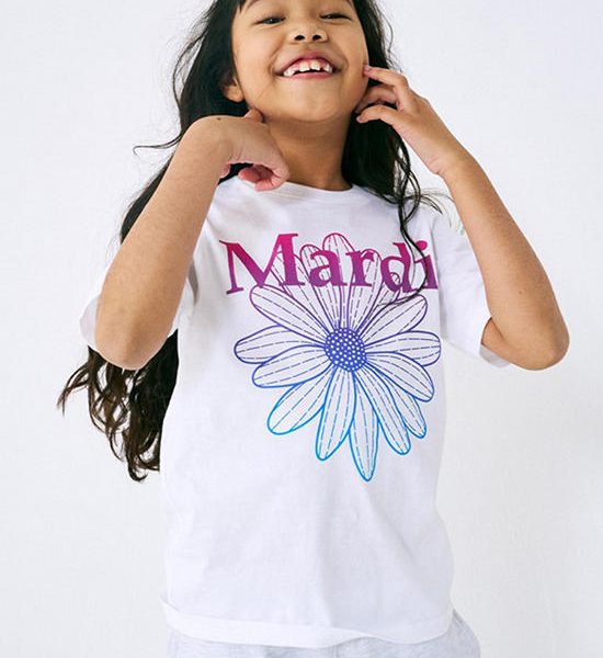 MARDI MERCREDI LES PETITS Tshirt Flowermardi Gradation White Purple. 100% оригинал