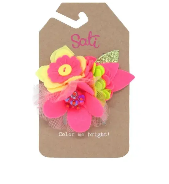 SATI NP Neon Hot Pink Flower Hair Clip FCF101 Multi-Color. 100% оригинал