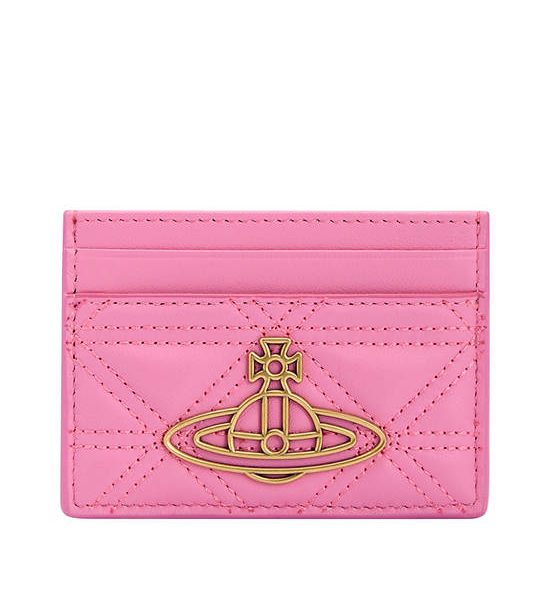 VIVIENNE WESTWOOD Women Card Holder Quilted Nappa Flat Pink. 100% оригинал