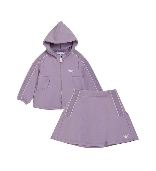 EMPORIO ARMANI Girl Toddler Hoody Long Sleeves + Mini Skirt FW24 Purple. 100% оригинал