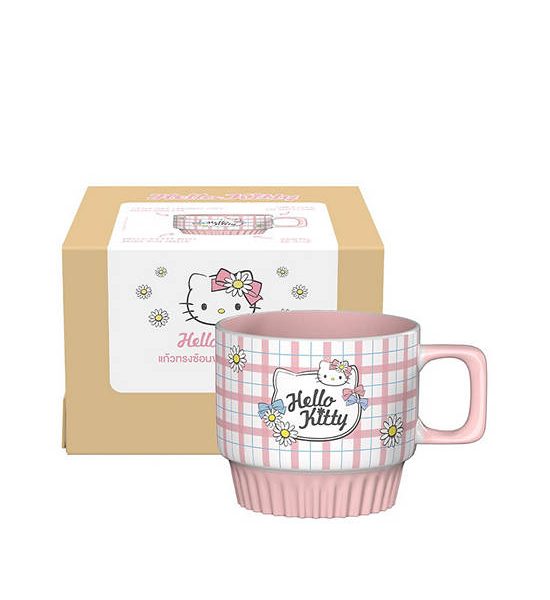 FOFO Stacked Glass Style With Patterned Rim 350 mL Hello Kitty Pink. 100% оригинал