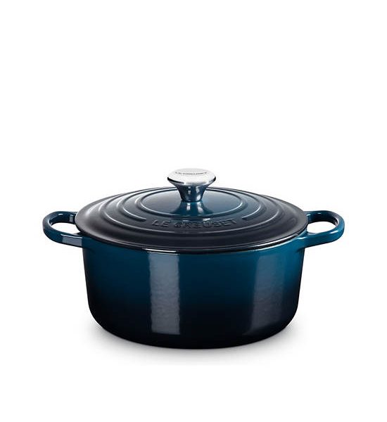LE CREUSET Round Casserole Signature 24 cm Nuit Chrome Knob Navy. 100% оригинал