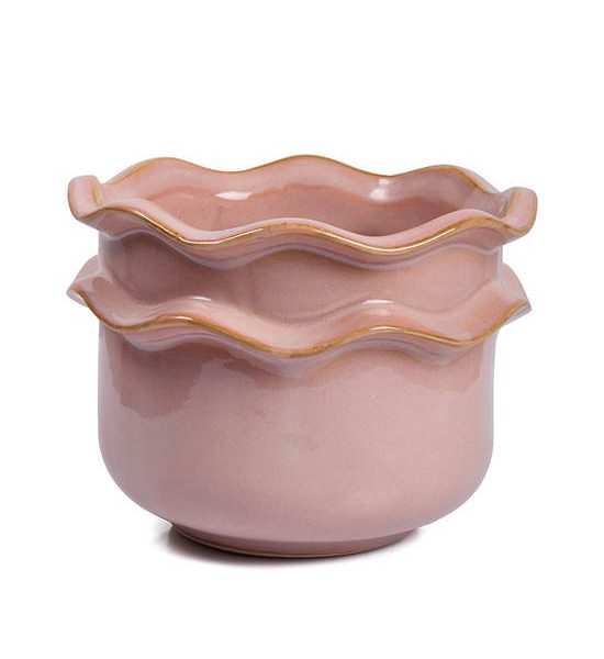 CENTRAL HOME Two-Tiered Ceramic Vase with Ribbed Design CRM 18x13 cm Pink. 100% оригинал