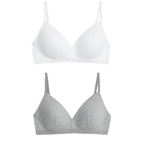 Marks & Spencer Girl First Bras 2pk Non Wired Cotton Rich Ribbed White Mix. 100% оригинал