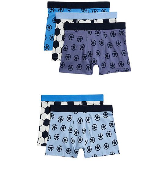 MARKS & SPENCER KIDS Boy Toddler Trunks Cotton with Stretch Football 5 Pk Blue Mix. 100% оригинал