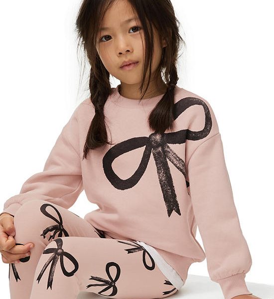 MARKS & SPENCER KIDS Girl Toddler Sweatshirt Cotton Rich Bow Pink. 100% оригинал