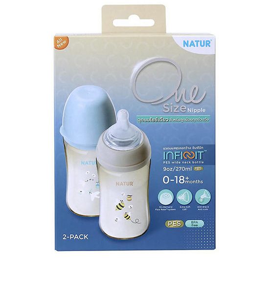 NATUR Feeding Bottle Infinit PES 9 oz Pack 2 Multi-Color. 100% оригинал