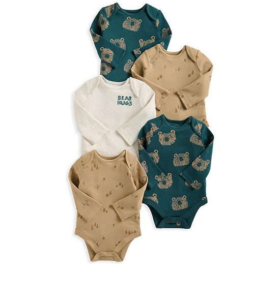 MAMAS & PAPAS Boy Toddler Jumpsuit Long Sleeves Bear 5 Pack Multi-Color. 100% оригинал