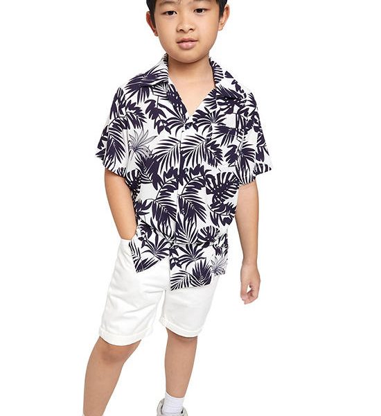 FOF KIDS Boy Hawaii Shirt Short Sleeves Print White. 100% оригинал
