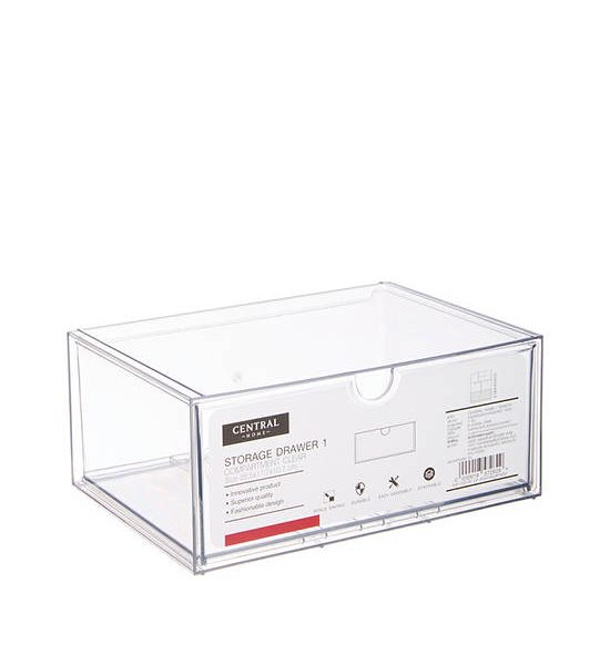CENTRAL HOME Storage Drawer 1 Compartment 25.5x17.7x10.7 cm Transparent. 100% оригинал