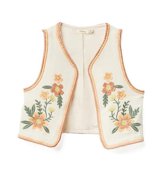 SFERA KIDS Girl Vest Embroidered Bamboo Ivory. 100% оригинал