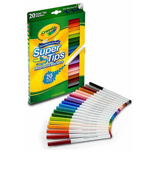 CRAYOLA Washable Markers, Super Tips, 20 count. 100% оригинал