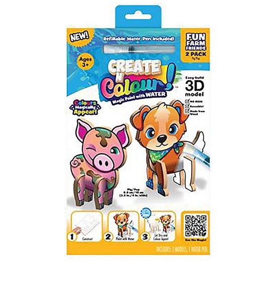 CREATE N COLOUR Toy Coloring Set Fun Farm Friends Pack 2 Pcs Pig/Pup Multi-Color. 100% оригинал