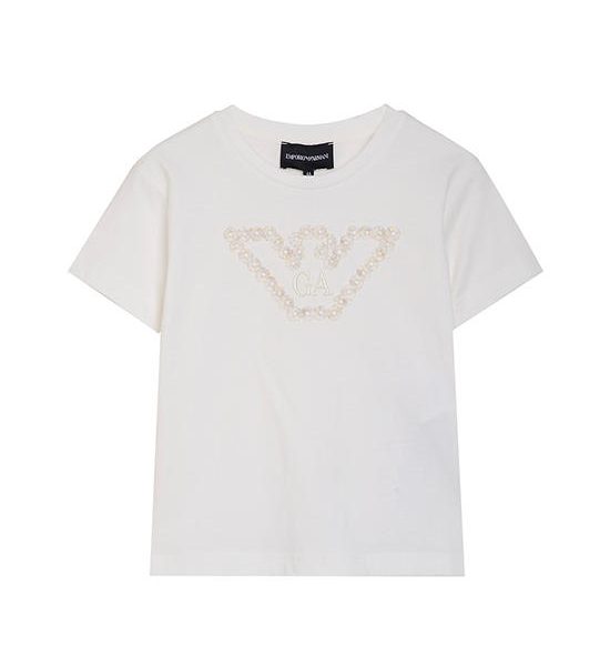 EMPORIO ARMANI Girl T-Shirt Short Sleeves SS25 Off White. 100% оригинал